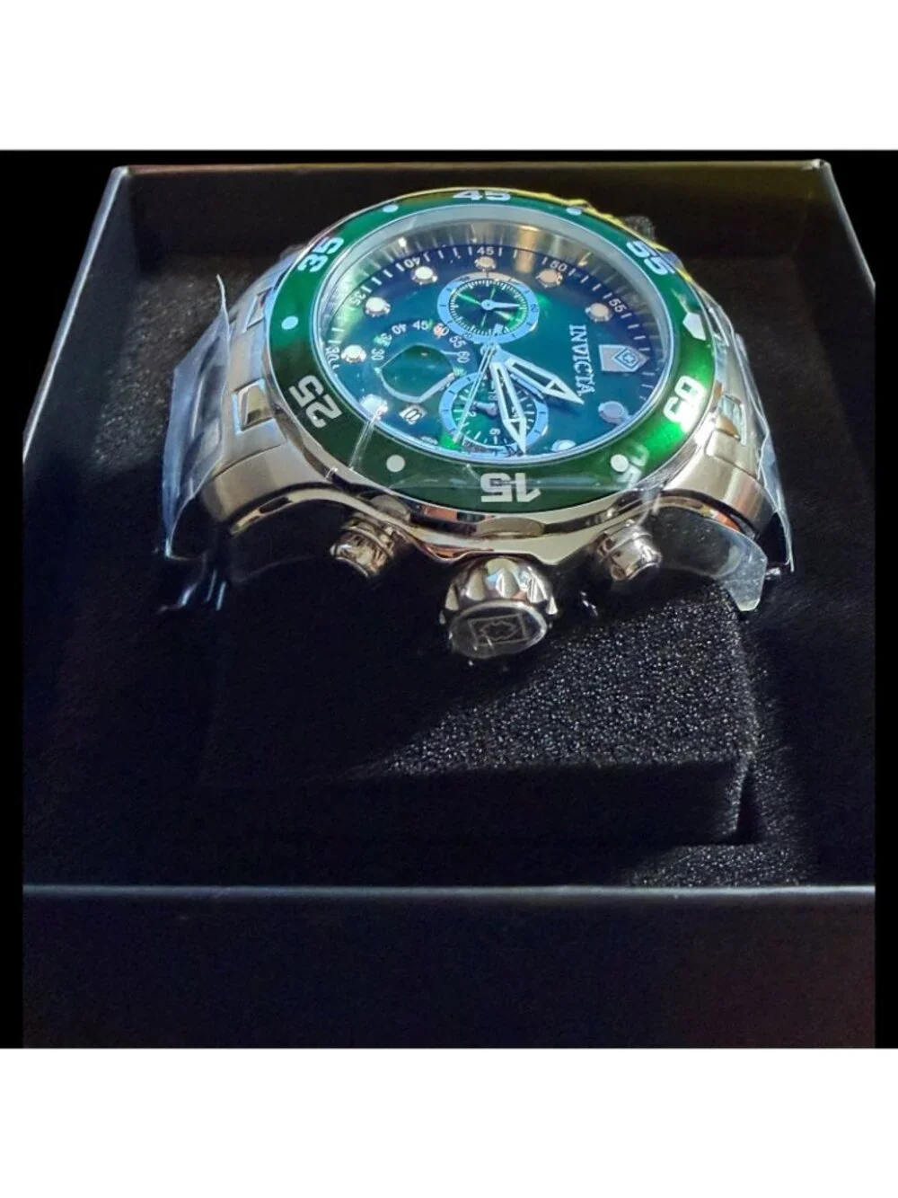 Invicta Men's Pro Diver Chronograph 47559 Green Dial Stainless Steel Watch New